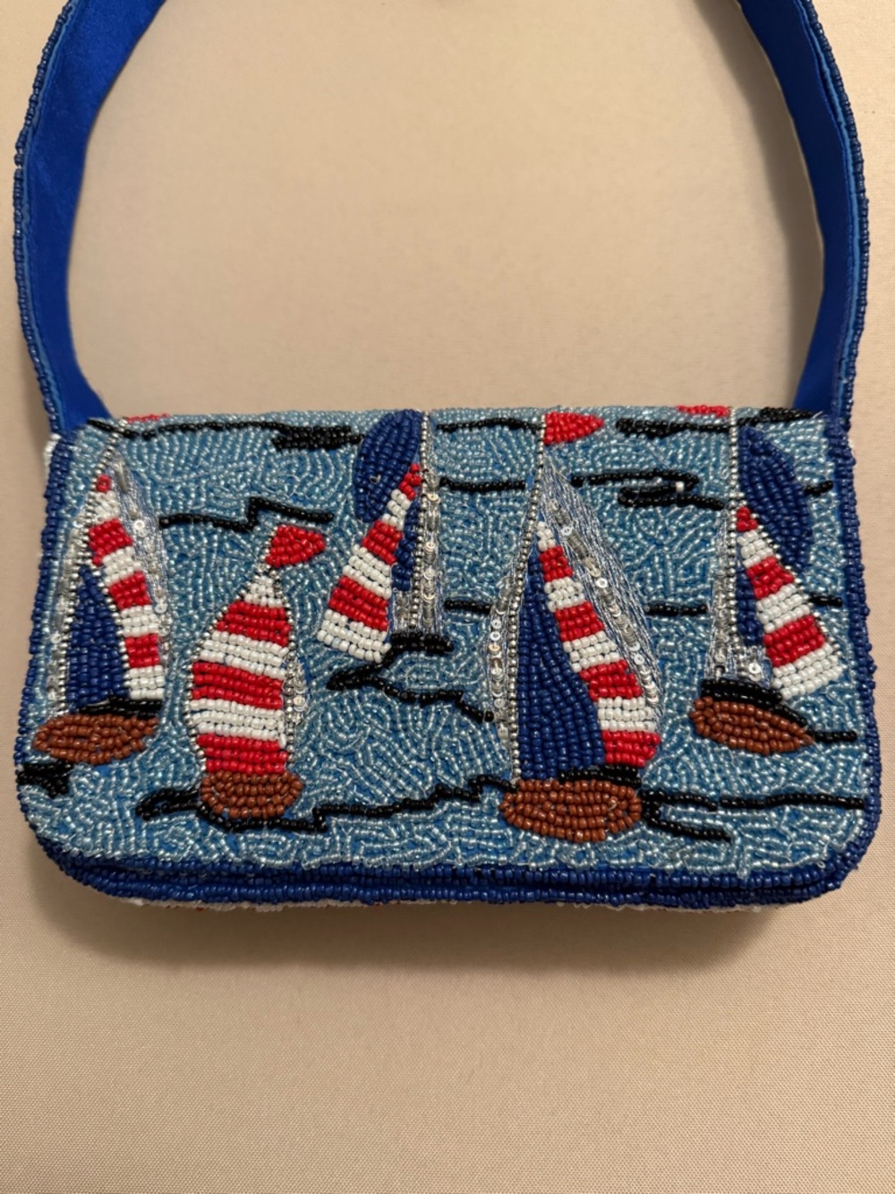 New Release India Beaded Bag Sailboats with Sailboat Bag Charm - Picture 7 of 11